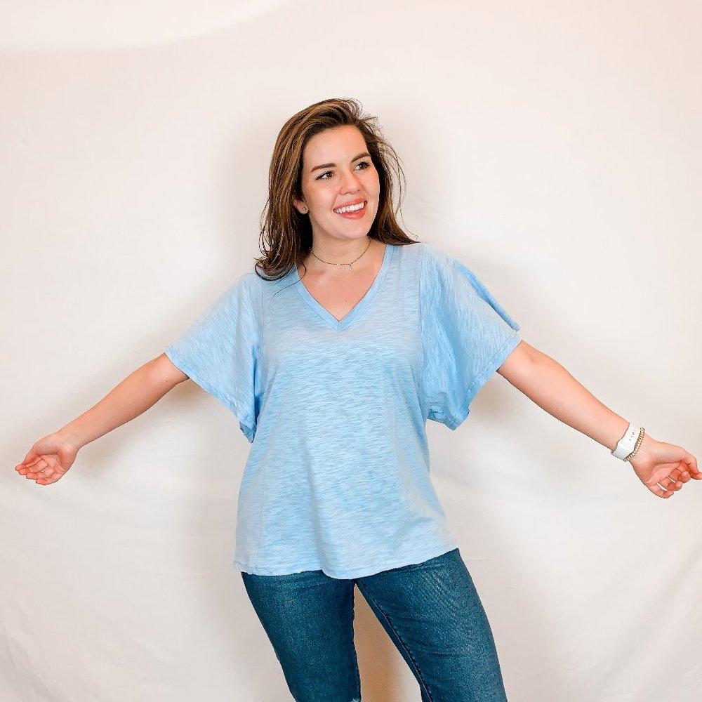 Light Blue Loose Sleeve Top Medium